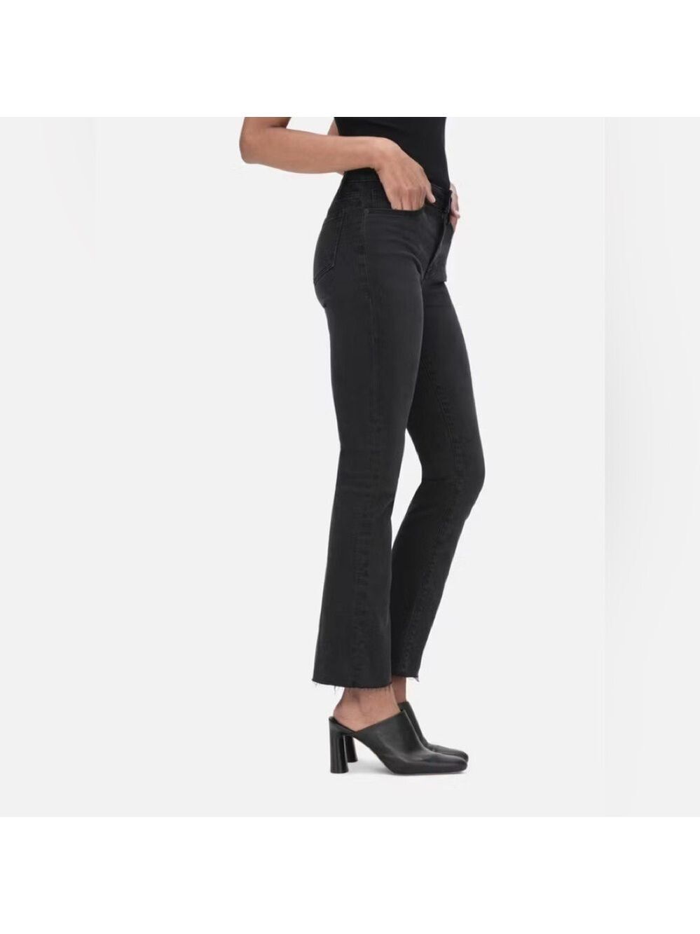 FRAME Le Crop Mini Boot Stretch Jean in Kerry Black SZ 30 - Picture 4 of 11